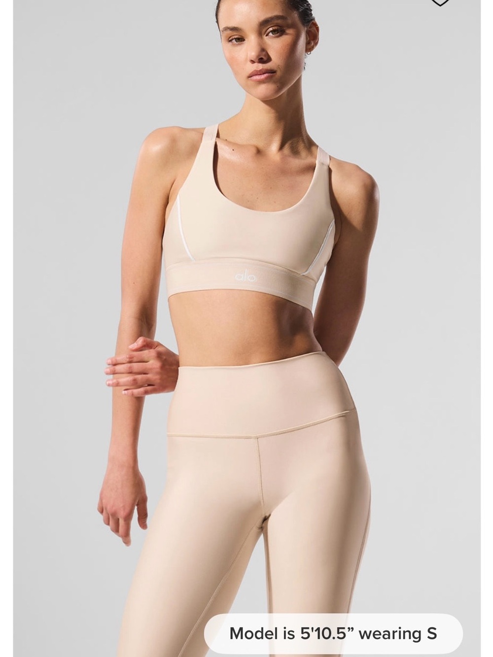 ALO Yoga Airlift Suit Up Bra - Macadamia/White - M